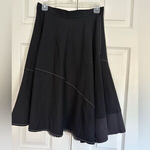 Derek Lam Black Midi Skirt with Textured Hem
